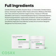 COSRX Green Calming Pads toner-soaked wipes for quick refresh between steps.