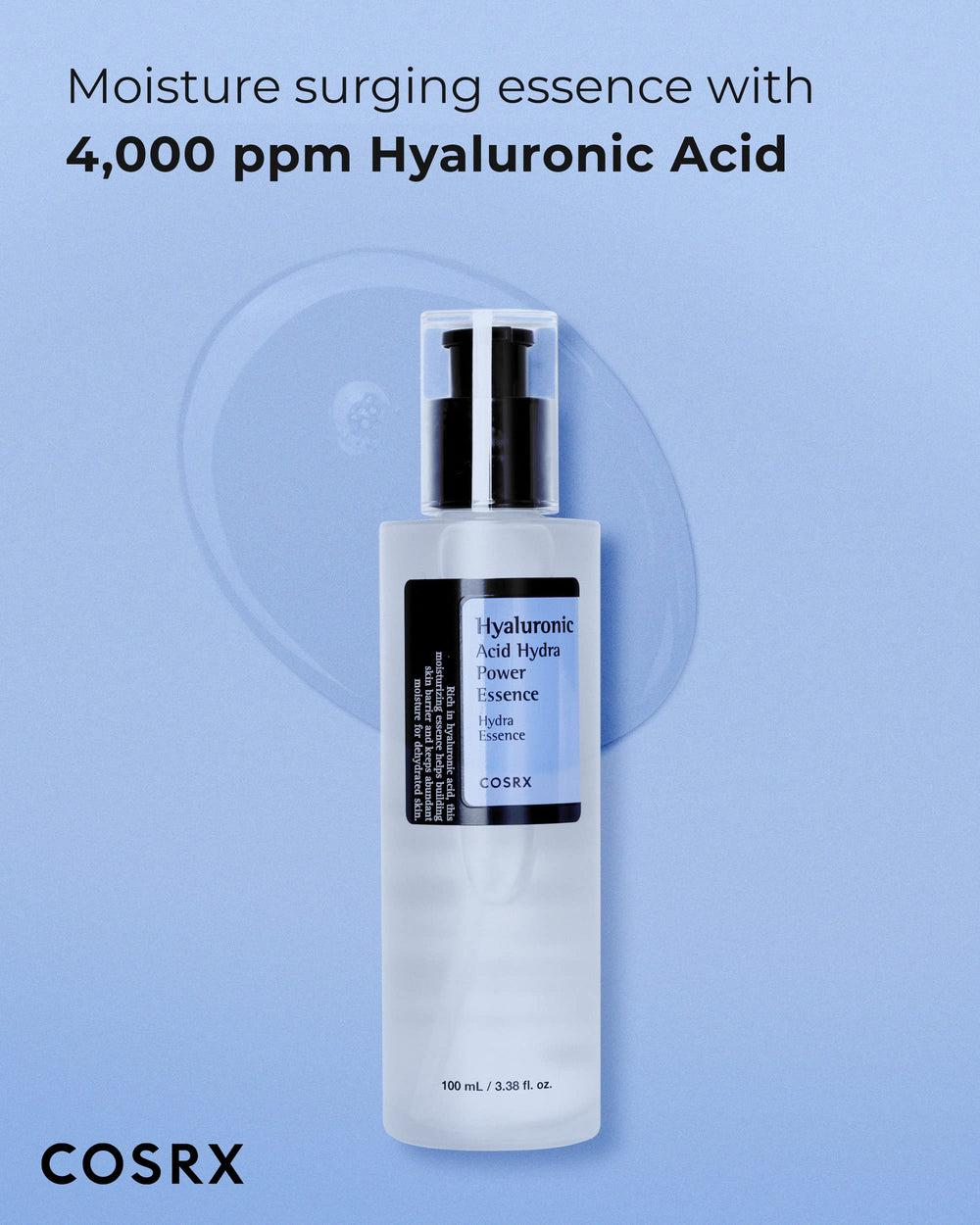 Texture close-up of COSRX Hyaluronic Acid Toner, a light watery essence.
