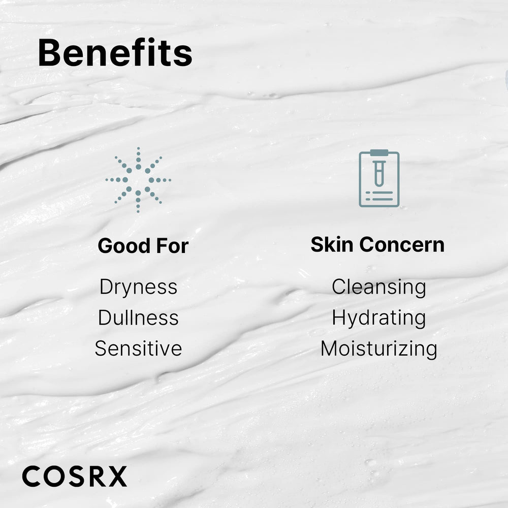 Panthenol ingredient panel highlighting soothing, gentle cleansing for dry skin.