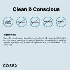 COSRX Hydrium application scene illustrating a quick daily hydration routine.