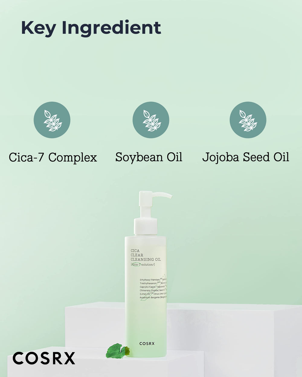 Pump-action COSRX Pure Fit Cica Cleansing Oil in use on skin.