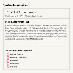COSRX Pure Fit CICA Toner finish shown soothing the skin.