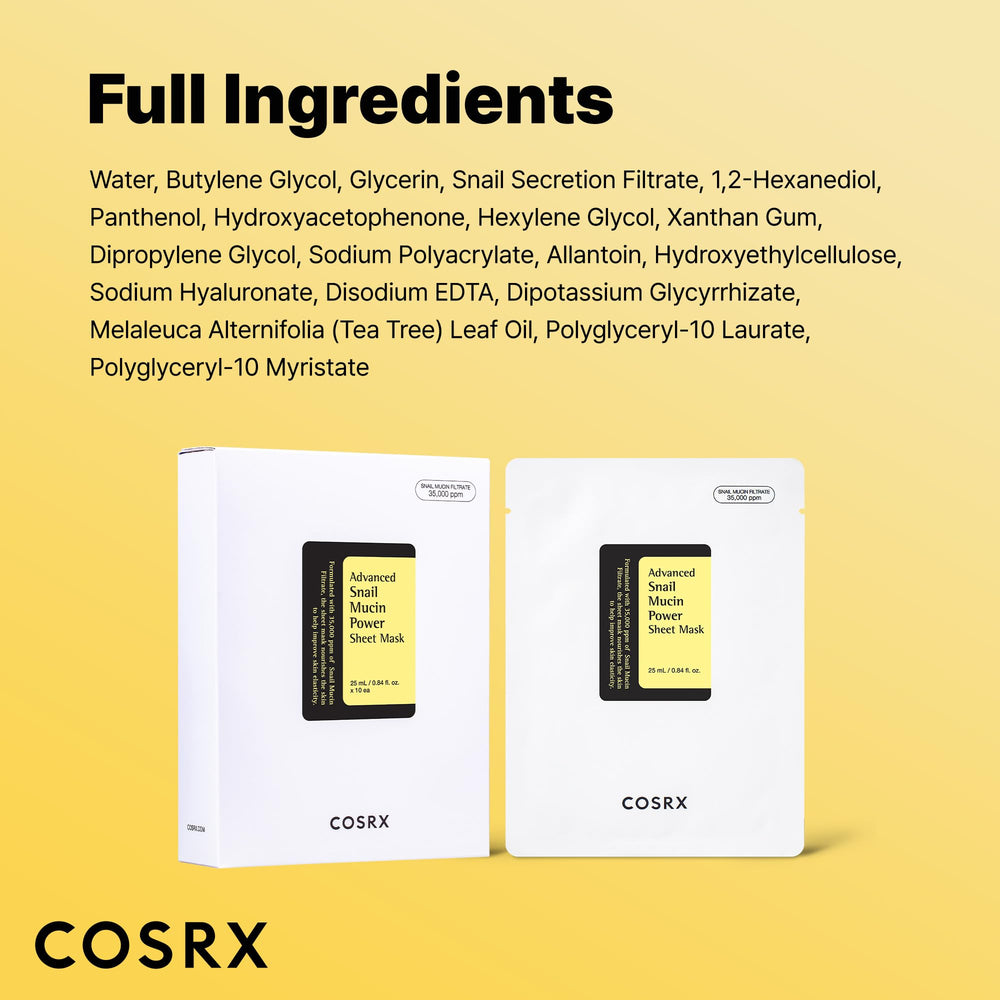 COSRX Snail Mucin Sheet Mask for dry skin nourishment and comfort.