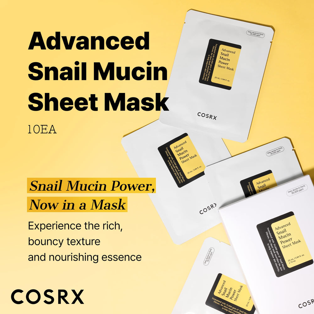 COSRX Snail Mucin Sheet Mask soaked essence saturated for fast hydration.