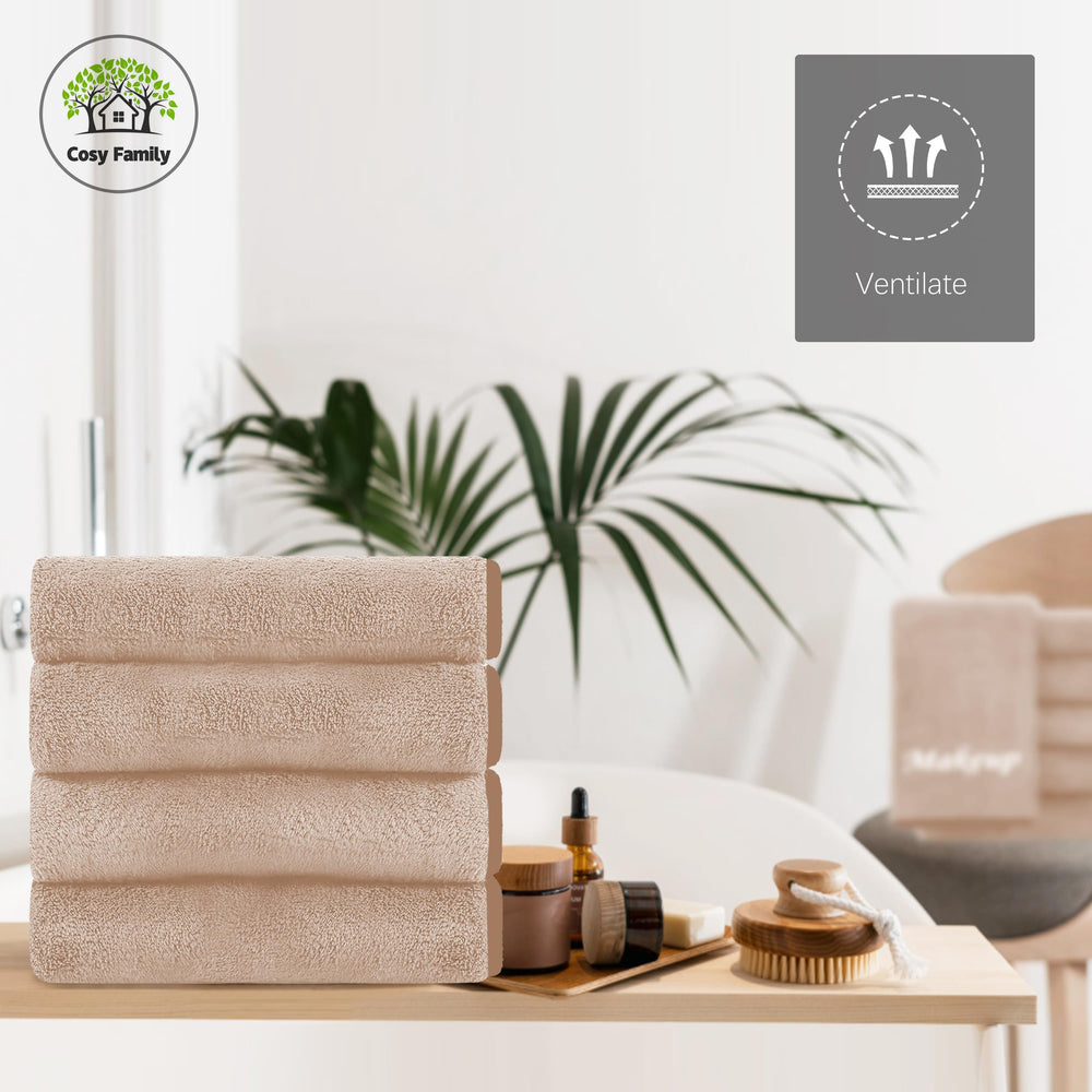 Cosy Family cloths protecting white towels from makeup residues and stains