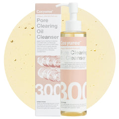Cosyuree Collagen Pore Cleaning Oil Bottle shows deep cleansing and makeup removal for clearer pores.