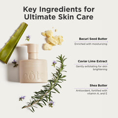 Texture swirl demonstrates creamy consistency for easy daily application.