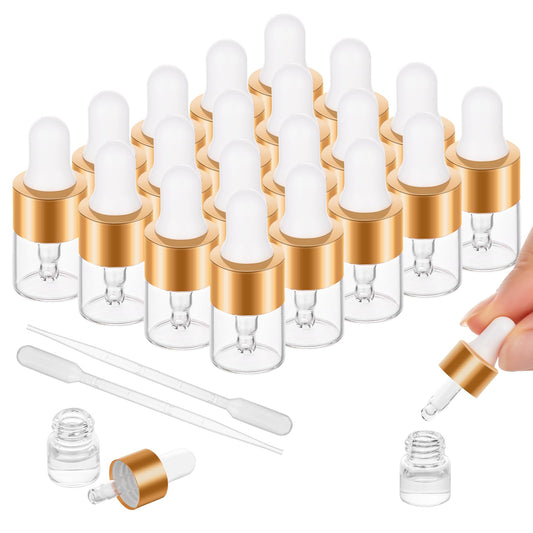 COTOM 100 pack mini dropper bottle 1ml side view for travel storage.