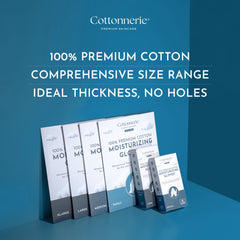 Cottonnerie moisturizing gloves worn overnight to trap hydration without irritation.