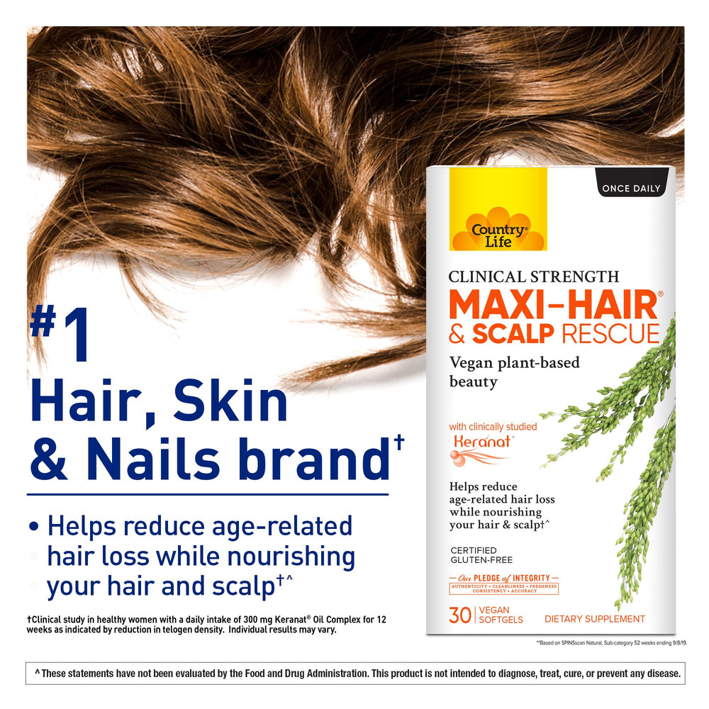 Country Life Maxi-Hair Keranat Oil Complex supports root health