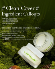 Cover Monster balm emulsifying with water for a clean, non-greasy rinse