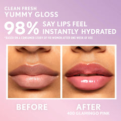 COVERGIRL Clean Fresh Yummy Gloss with hyaluronic acid supports hydration throughout the day.