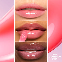COVERGIRL Clean Fresh Yummy Gloss Glamingo Pink swatch shows sheer color and natural shine.