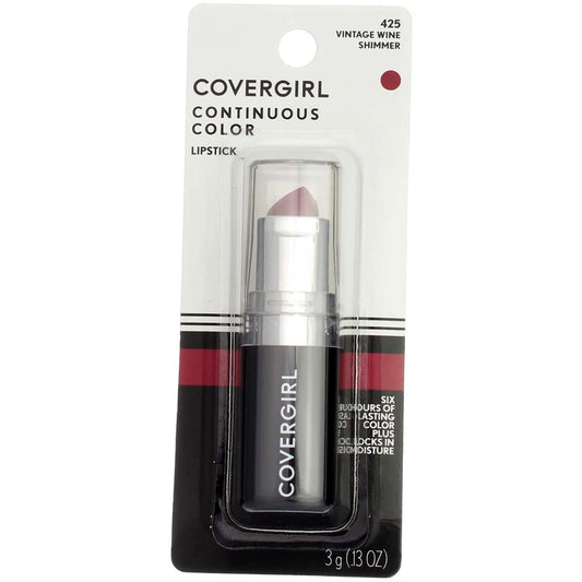 CoverGirl Continuous Color Lipstick Vintage Wine 425—long-lasting color for daily looks.