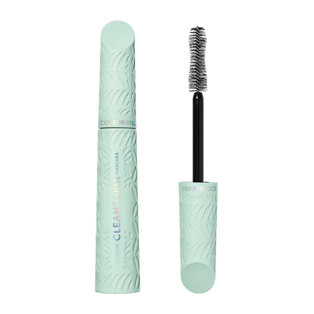 CoverGirl Lash Blast Cleantopia Extreme Black Frost swatch showing frosted look