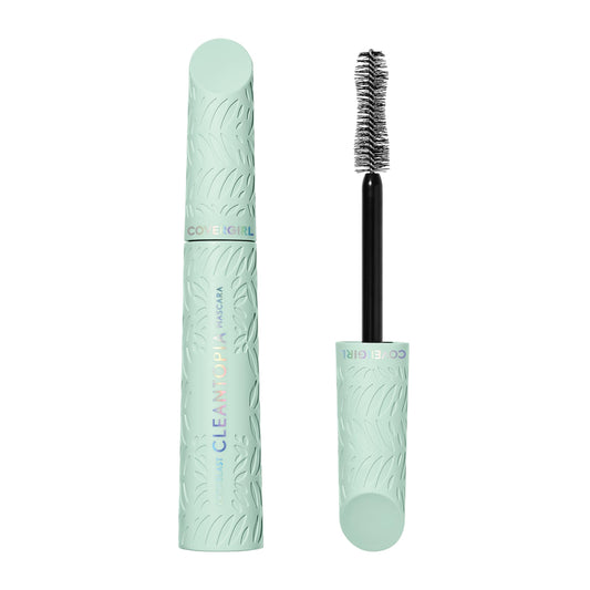 CoverGirl Lash Blast Cleantopia Extreme Black Frost swatch showing frosted look