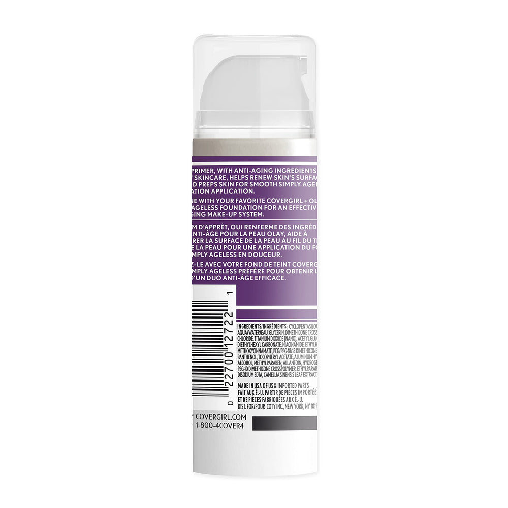 COVERGIRL Simply Ageless Primer hydration illustration highlights moisturizing base.