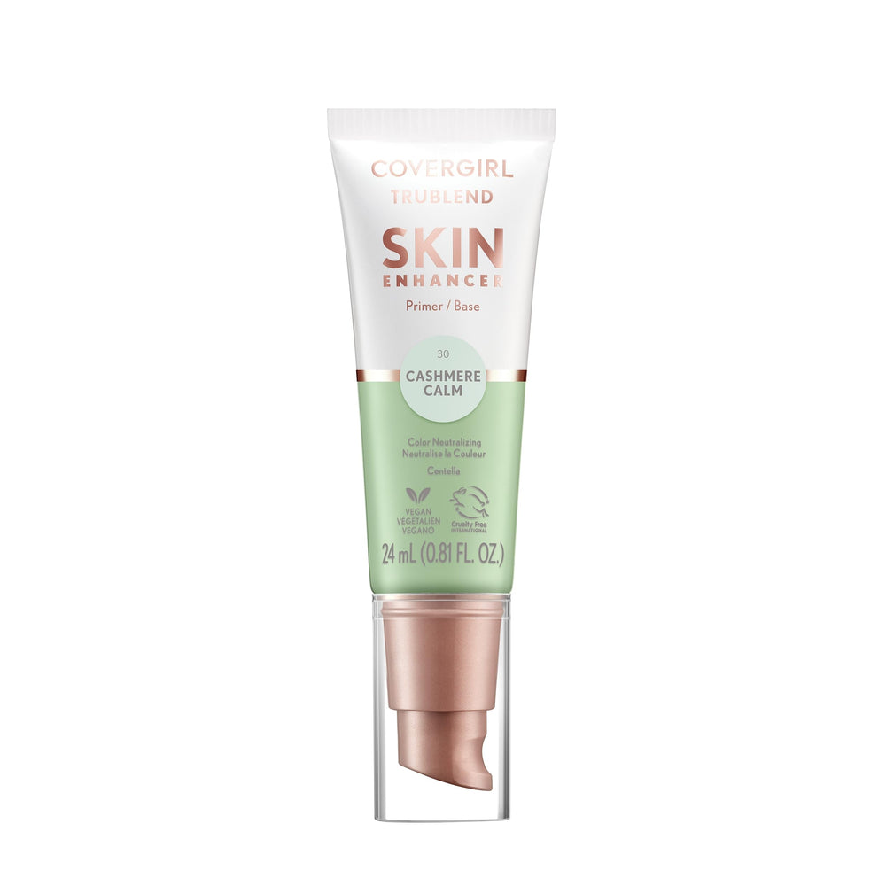 CoverGirl TruBlend Skin Enhancer Cashmere Calm bottle with pump for hydrated, even skin.