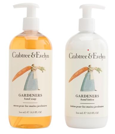 Crabtree & Evelyn Gardeners Hand Lotion moisturizes and softens dry hands after outdoor work.