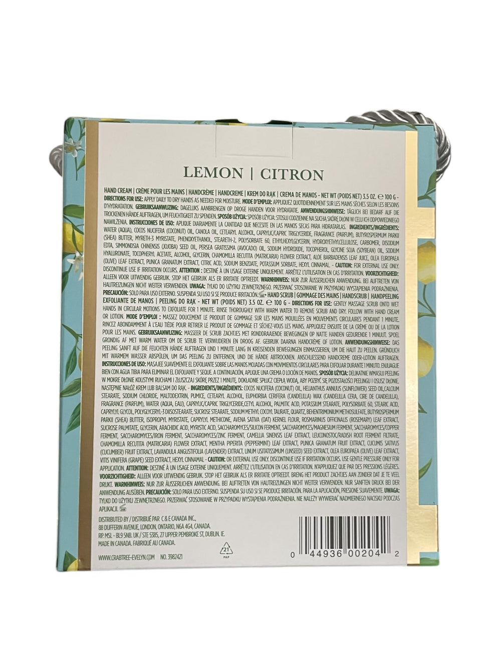 Crabtree & Evelyn Lemon Citron herbs with cucumber and rosemary for fragrance