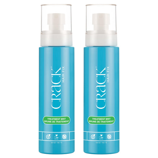 Crack Hair Fix Mist Spray bottle shown for daily moisture and protection.