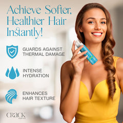 Crack Hair Fix Mist Spray applied to damp hair to help frizz control.