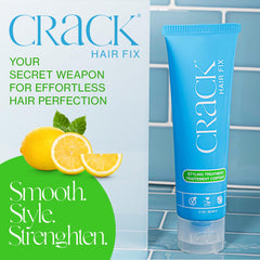 Close-up of Crack Hair Fix label showing vegan, paraben-free formula.