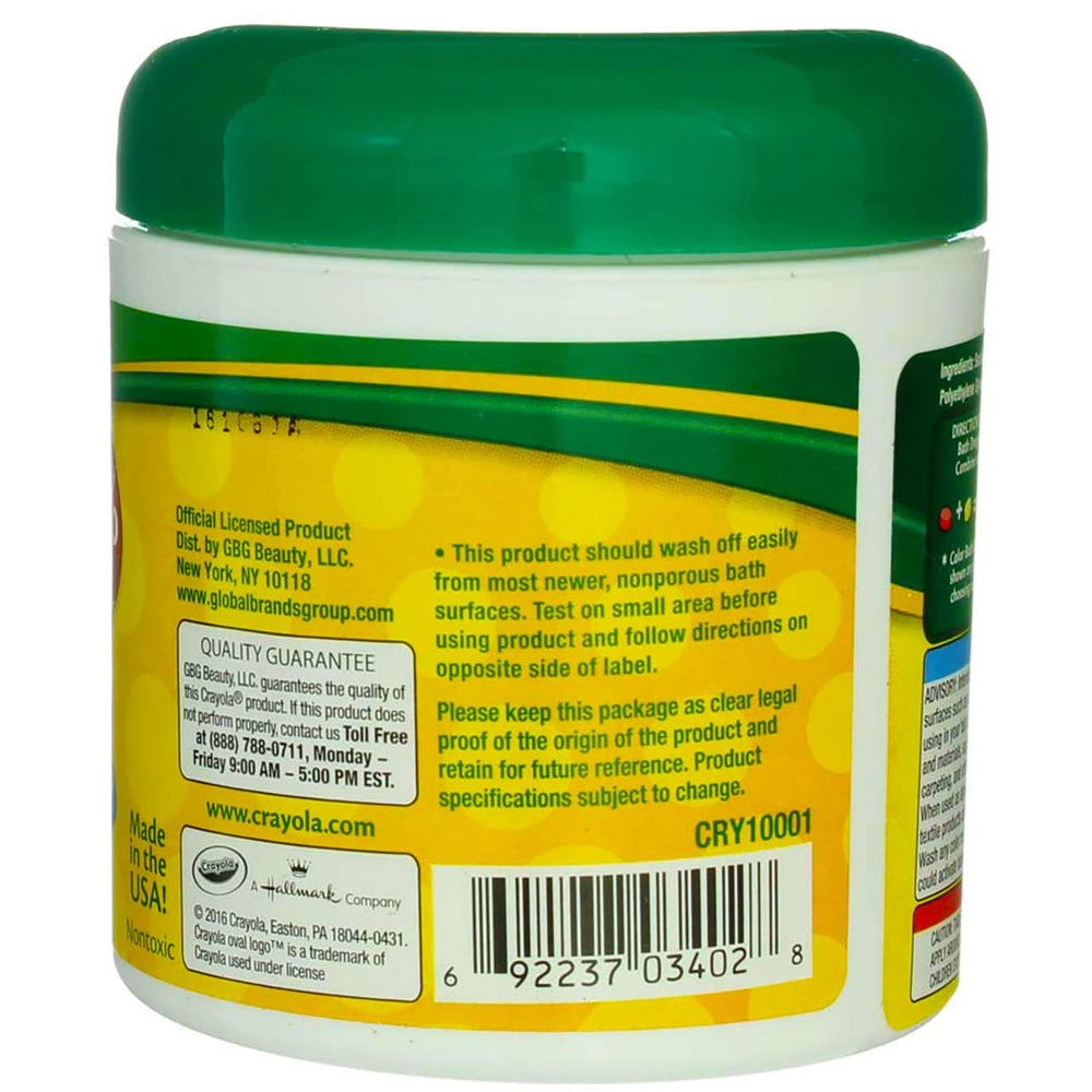 Crayola Color Bath Dropz vibrant colors swirl in bath water.