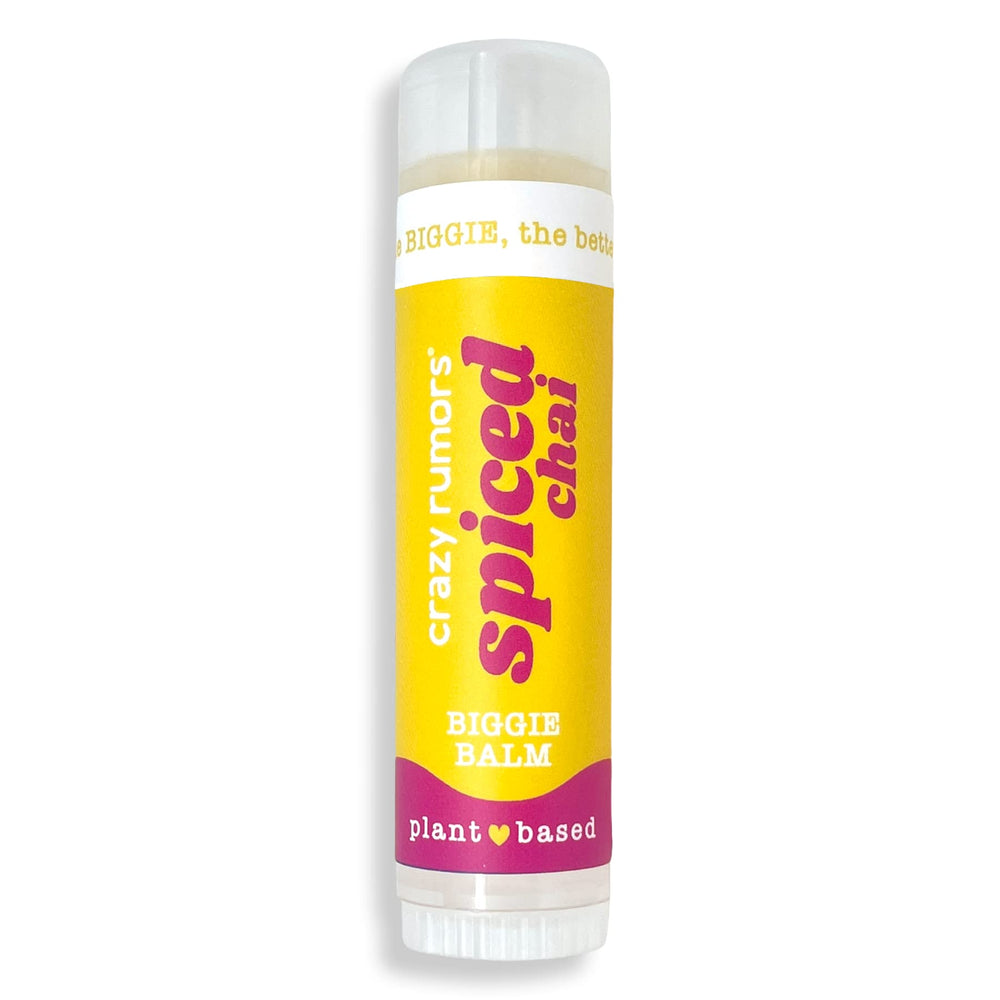 Crazy Rumors Biggie Spiced Chai lip balm tube for long-lasting moisture
