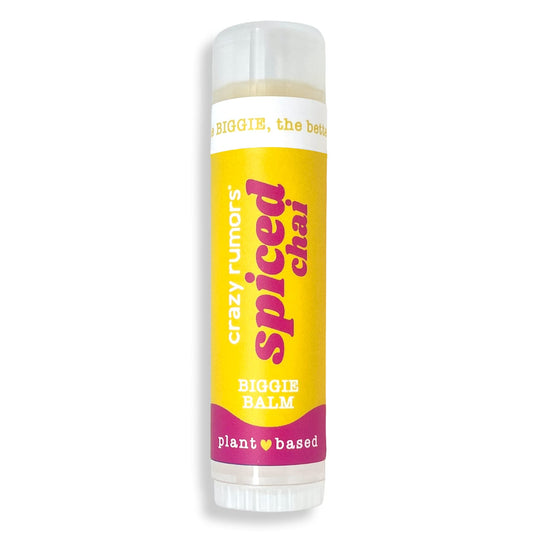 Crazy Rumors Biggie Spiced Chai lip balm tube for long-lasting moisture