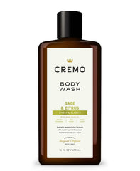 Cremo All Season Body Wash Sage & Citrus bottle on shelf for a modern grooming routine