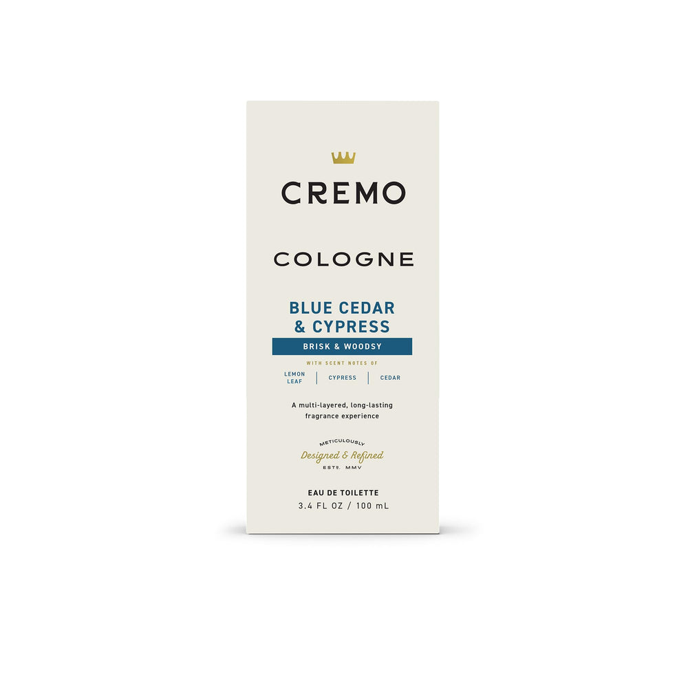Cremo Blue Cedar & Cypress mens grooming set for cohesive scent