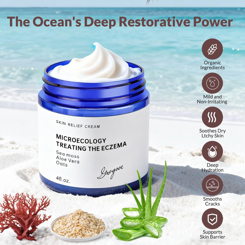 Crogooe eczema cream on arm demonstrates quick-absorption and soothing effect.