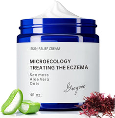 Crogooe eczema cream bottle shows fragrance-free formula for sensitive skin.