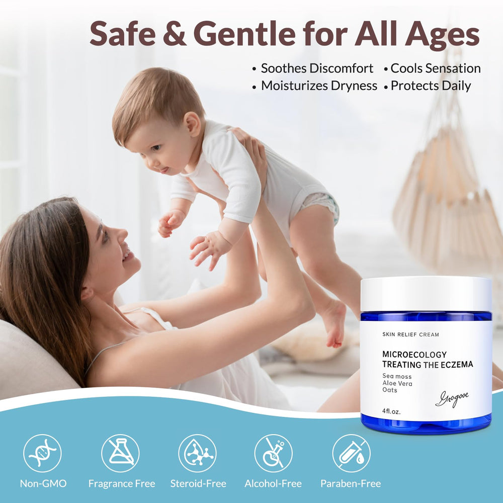 Crogooe eczema cream with colloidal oats calms dry, cracked skin.
