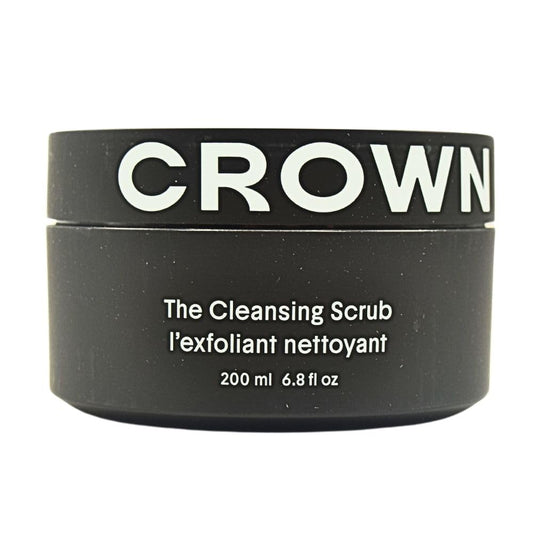 Crown Affair Cleansing Scalp Scrub Shampoo bottle closeup showing luxurious foam for refreshed roots