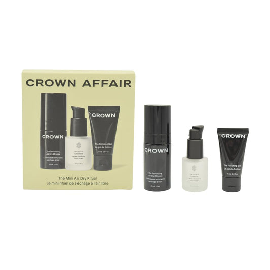 Crown Affair mini air dry leave-in bottle smoothing frizz and adding moisture.
