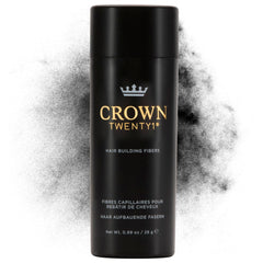 CROWN TWENTY1 Hair Building Fibers in action for instant thinning coverage.