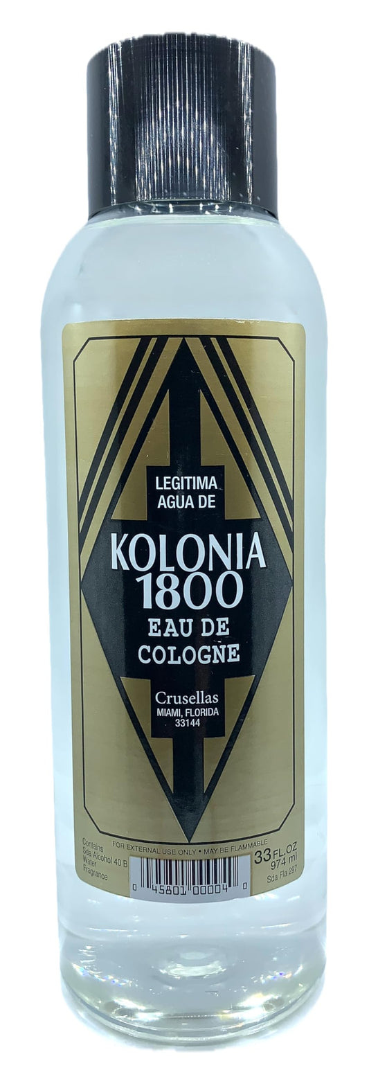 Crusellas Legitima Cologne Water 1800 bottle pour, ideal for daily refreshment and ritual cleansing.