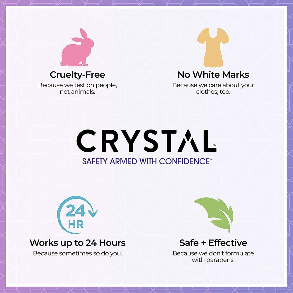 Crystal Essence Lavender and White Tea roll-on label close-up.