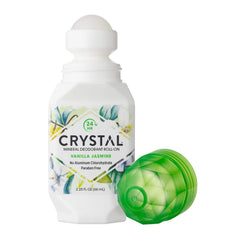 Crystal Essence Vanilla Jasmine roll-on applicator with smooth glide.