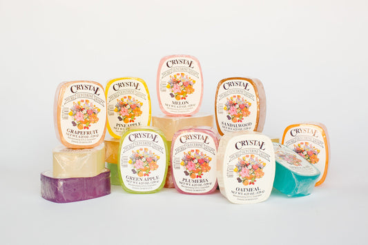 Crystal glycerine soap bar with rose fragrance provides gentle cleansing and a soft, uplifting scent