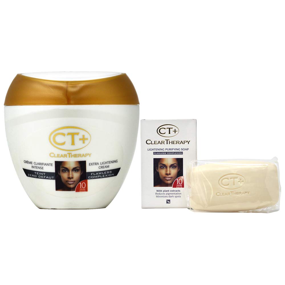 CT+ Clear Therapy cream bottle and beauty bar for a simple daily skincare routine