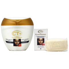 CT+ Clear Therapy cream bottle and beauty bar for a simple daily skincare routine
