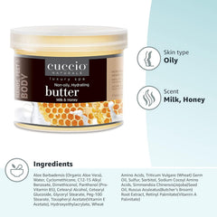 Cuccio Naturale Milk and Honey Butter Blend, hand application demonstrates quick absorption.