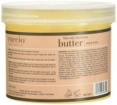 Cuccio Naturale Butter Blend in spa setting suggests professional-quality moisturization.