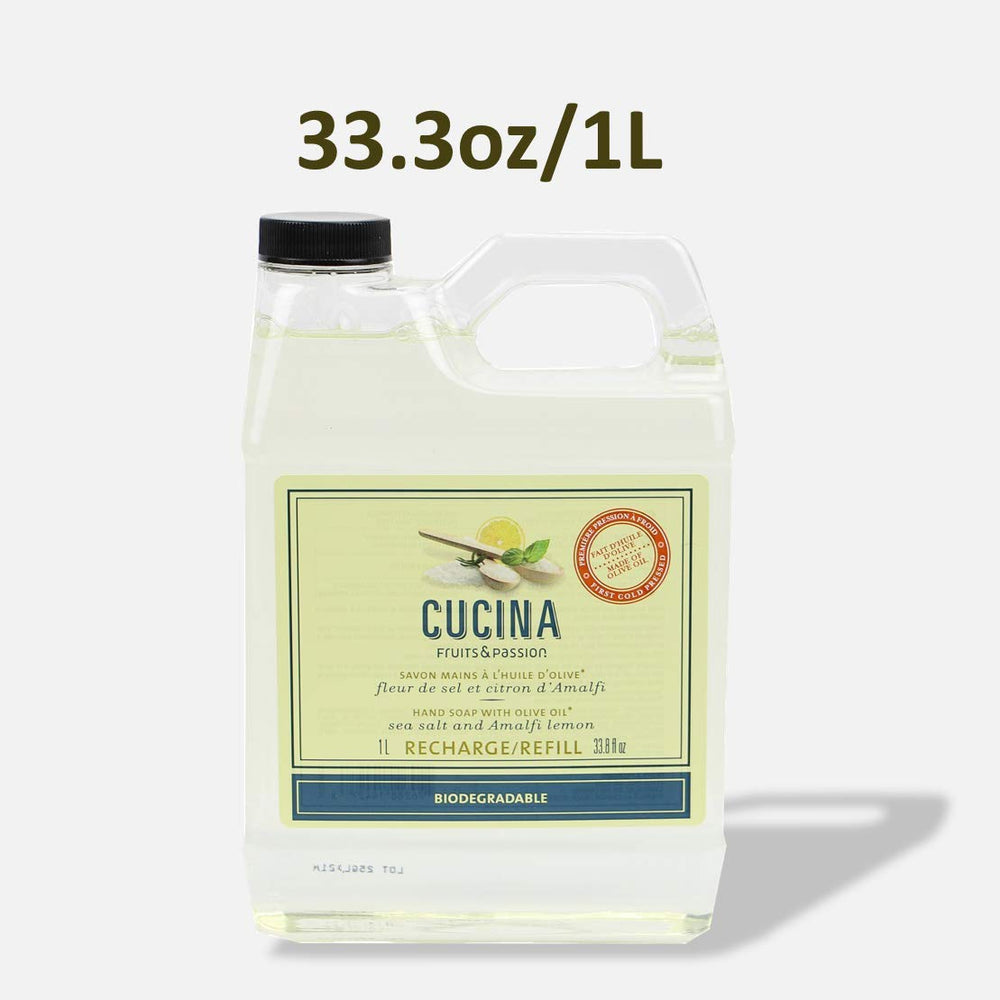 Cucina two-pack packaging sits on counter for refill convenience.