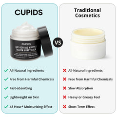 Cupids balm ingredients: beeswax and olive oil close-up