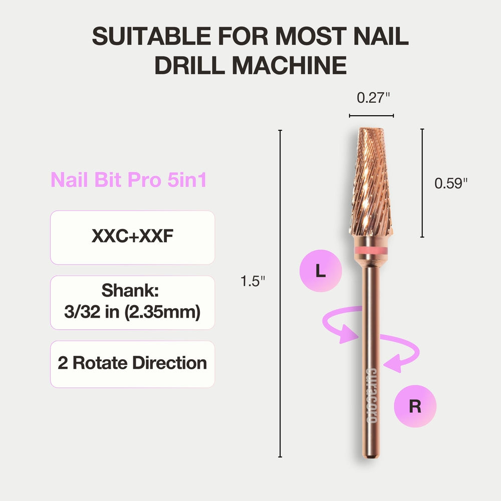 Curacoro 5.4mm tapered bit refines nail surfaces with precision