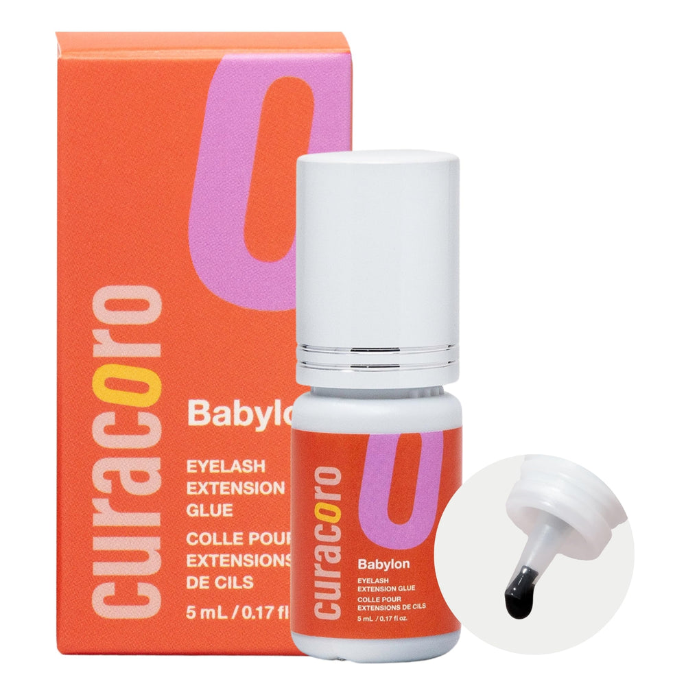 CURACORO eyelash glue clear bottle with fast 0.5–3 second dry time for pros.